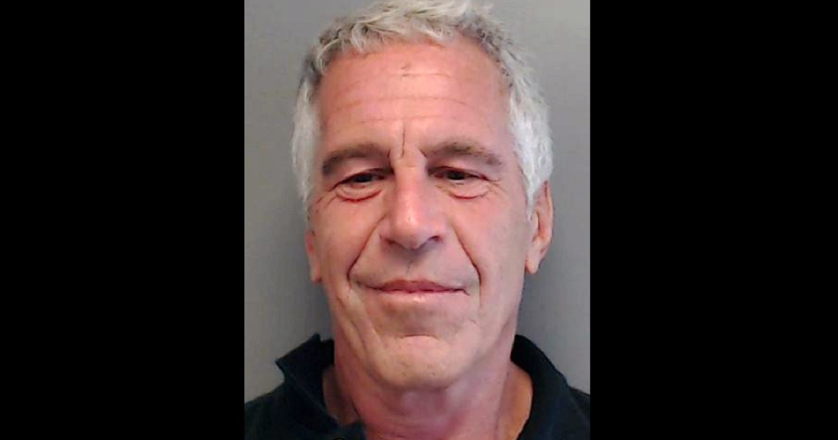 The late Jeffrey Epstein is pictured in a mugshot released by the Florida Department of Law Enforcement.