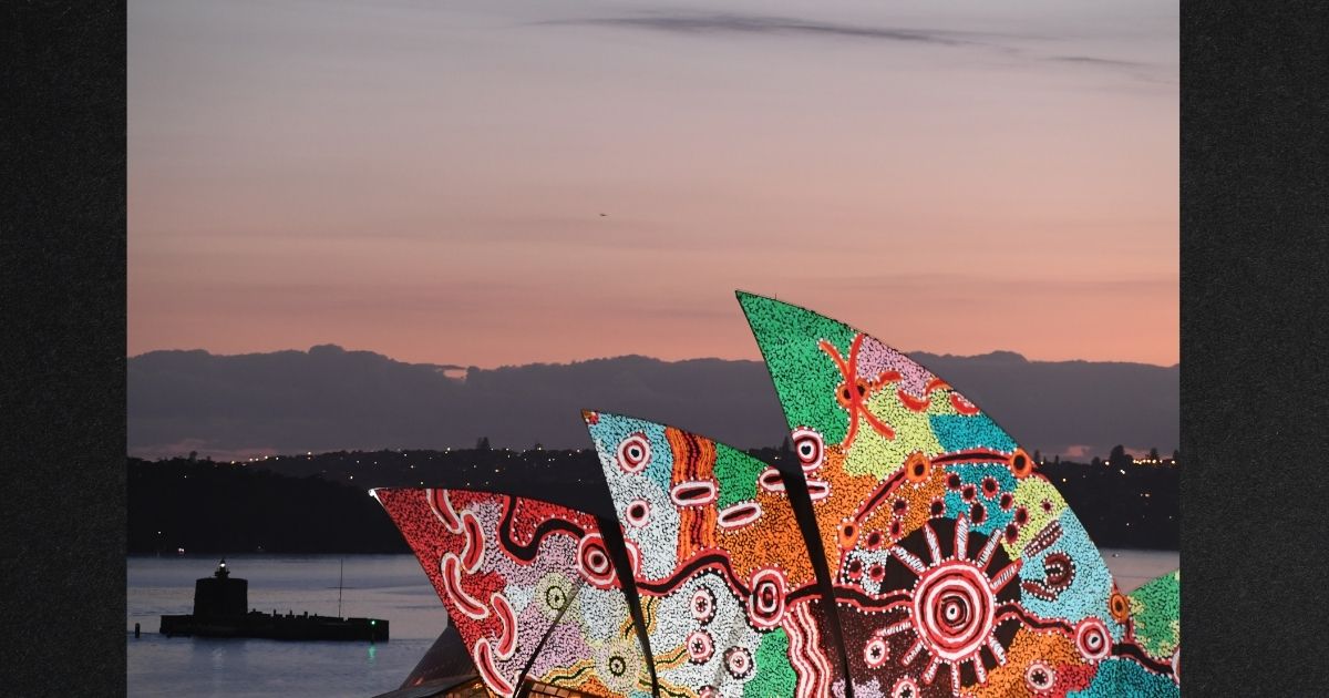 Artwork by David Miller is projected onto the sails of the Sydney Opera House on January 26 in Sydney, Australia. Australia Day, formerly known as Foundation Day, is the official national day of Australia and is celebrated annually on Jan. 26 to commemorate the arrival of the first fleet to Sydney in 1788. Indigenous Australians refer to the day as 'Invasion Day.' There is growing support to change the date to one which can be celebrated by all Australians.