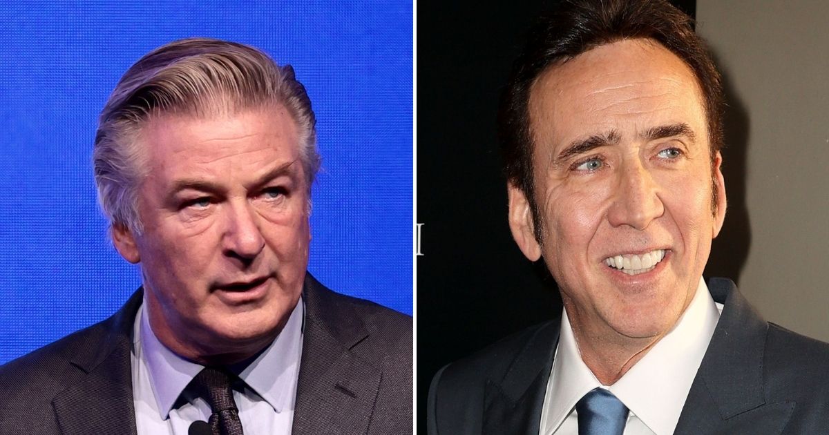 Without naming names, actor Nicholas Cage, right, remarked at an actors' roundtable that it is part of a movie star's job to know how to fight, ride a horse and handle a gun -- an apparent reference to the October movie-set shooting death involving Alec Baldwin, left.