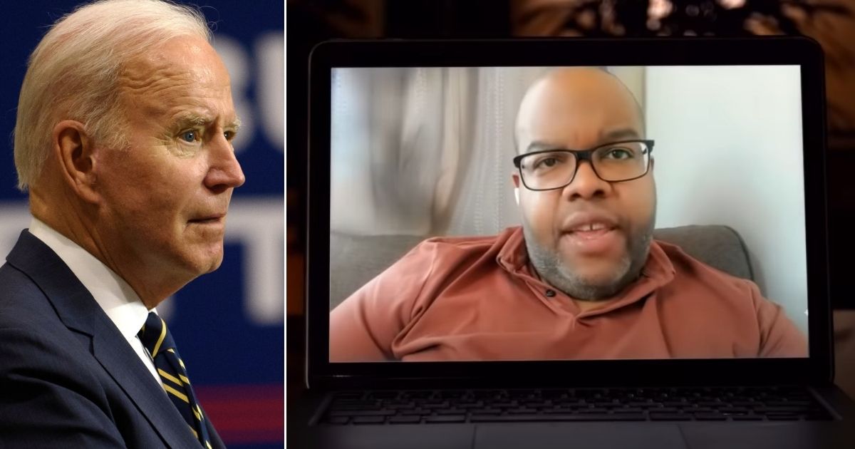 At left, President Joe Biden speaks at Mill 19 in Pittsburgh on Friday. At right, New Yorker and former Biden supporter Isaiah Carter criticizes the president in a Fox News video.