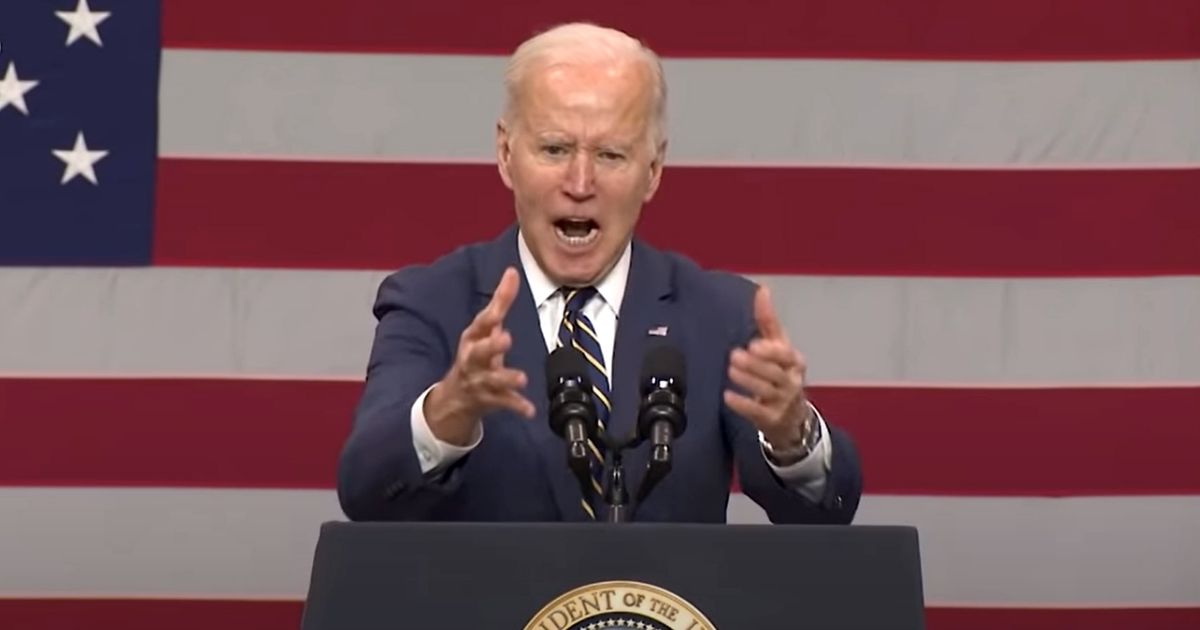 President Joe Biden shouts angrily during a speech at Mill 19 in Pittsburgh on Friday.