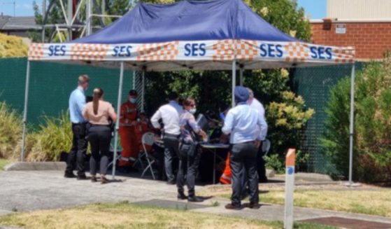 The bomb squad was called in to the scene of an explosion caused by a man wearing a homemade explosive vest in Hallam - a suburb of Melbourne, Australia - which killed the father and former soldier.