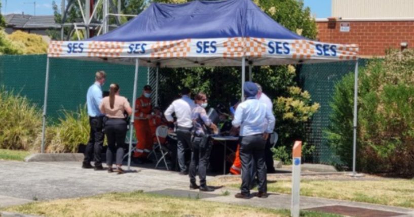 The bomb squad was called in to the scene of an explosion caused by a man wearing a homemade explosive vest in Hallam - a suburb of Melbourne, Australia - which killed the father and former soldier.