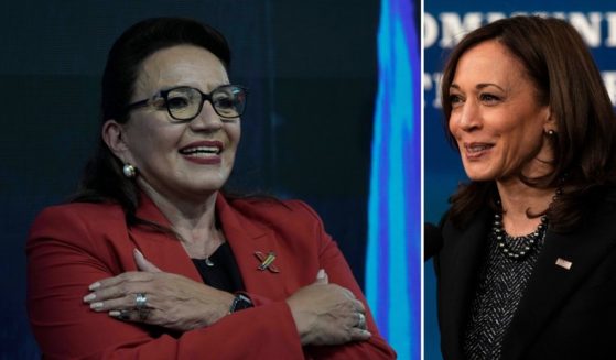 Vice President Kamala Harris, right, is scheduled to attend the inauguration of Honduras' socialist President-elect Xiaomara Castro, seen at left greeting supporters after November's election. Castro's vice president and his wife have reportedly caused a stir with anti-Semitic statements.