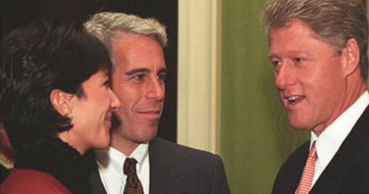 Jeffrey Epstein and Ghislaine Maxwell are pictured chatting with Bill Clinton. Prince Andrew's ex-girlfriend told an interviewer that Epstein and Clinton were very close - 'like brothers.'