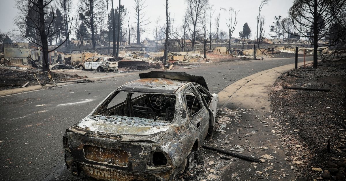 The remains of a neighborhood are seen in the aftermath of a fire on Friday in Louisville, Colorado.