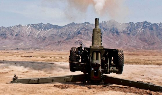 A D-30 Howitzer is fired in Kabul, Afghanistan, during a series of test fires at the Kabul Military Training Center on March 19, 2013.