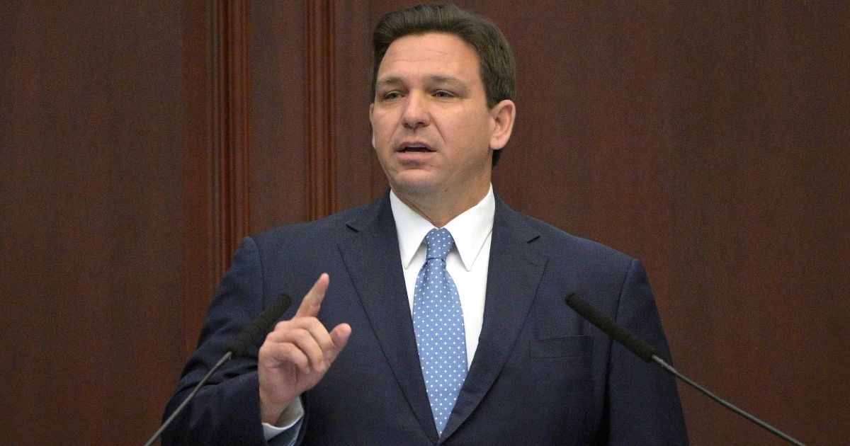 Florida's GOP Gov. Ron DeSantis speaks at a joint session of the Florida legislature on Tuesday in Tallahassee, Florida.