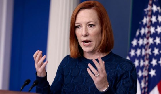 White House press secretary Jen Psaki answers questions during the daily White House press briefing in Washington on Monday.