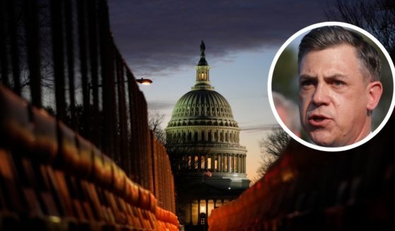 The U.S. Capitol is seen at sunset on Wednesday in Washington, D.C. Rep. Jim Banks speaks during a news conference in front of the Capitol on July 27, 2021.