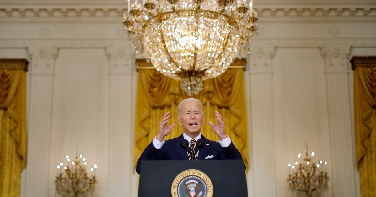 President Joe Biden speaks during a news conference in the East Room of the White House on Wednesday in Washington, D.C.