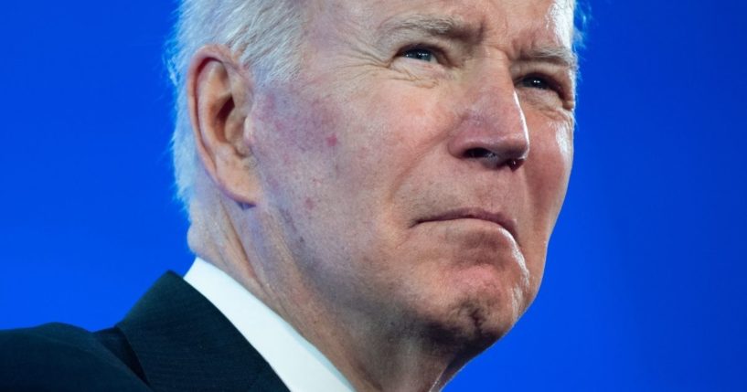 President Joe Biden speaks during the U.S. Conference of Mayors annual winter meeting in Washington on Jan. 21.