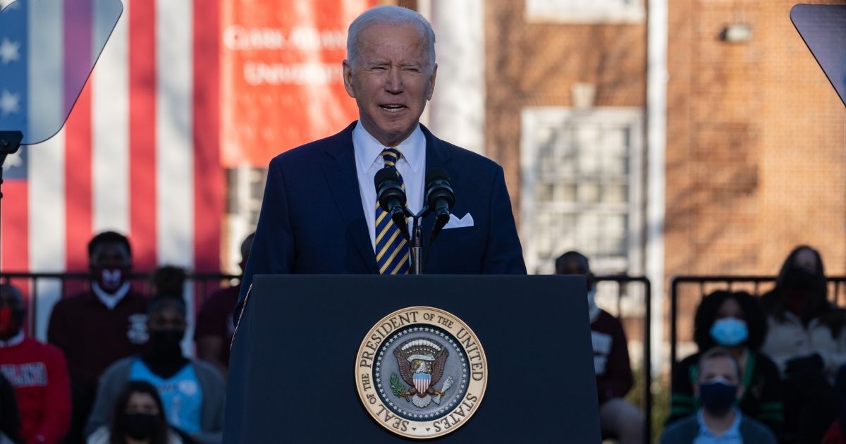 President Joe Biden speaks at the Atlanta University Center Consortium, part of both Morehouse College and Clark Atlanta University, on Tuesday.