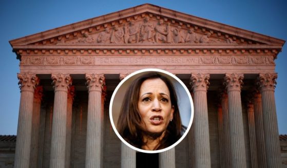 The Supreme Court is seen on Wednesday in Washington, D.C. Vice President Kamala Harris speaks on Monday in Milwaukee.