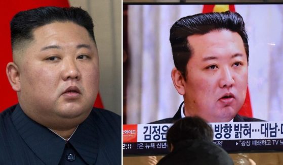 North Korean leader Kim Jong Un is seen on the left on April 25, 2019, in Vladivostok, Russia. People watch a television news program showing Kim attending a plenary meeting of the Central Committee of the Workers' Party of Korea in Seoul on Saturday.