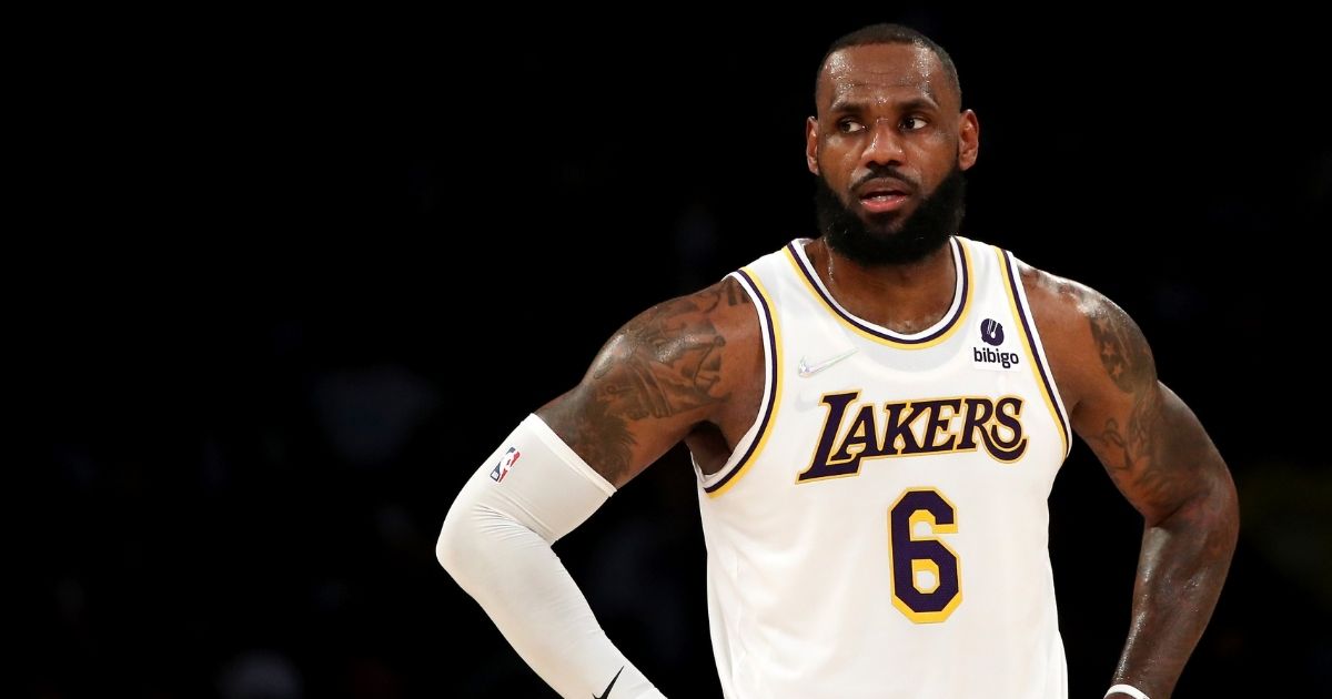LeBron James of the Los Angeles Lakers looks on during the third quarter of a game against the Minnesota Timberwolves at Crypto.com Arena on Sunday in Los Angeles.