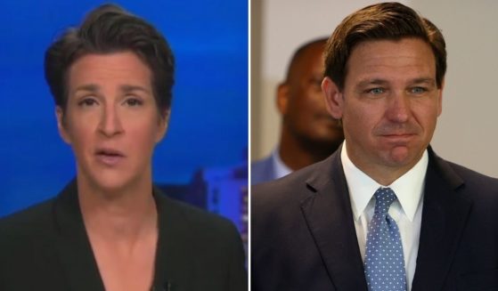 MSNBC host Rachel Maddow, left, reportedly made a drastic alteration to a quote regarding Florida Gov. Ron DeSantis' appointee for surgeon general, completely altering the context of the statement.