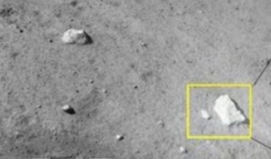 According to Chinese scientists in a peer reviewed study published Saturday, the Chinese Chang'e-5 lunar lander, in the yellow box, detected water signals on the moon, making this, if legitimate, the first on-site discovery of water on the moon.