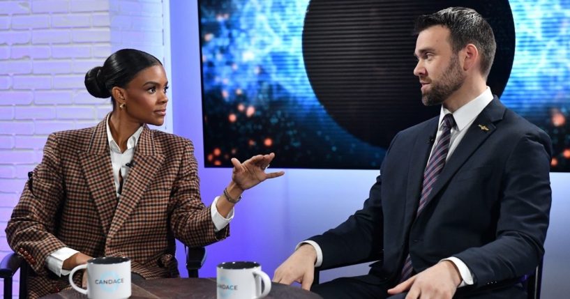 Candace Owens and Jack Posobiec are seen on set of "Candace" on Monday in Nashville.