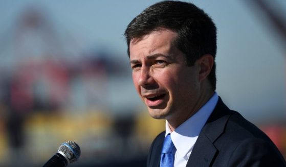 US Department of Transportation Secretary Pete Buttigieg speaks after a tour of the Ports of Los Angeles and Long Beach during a press conference Tuesday, Jan. 11, in Long Beach, California.