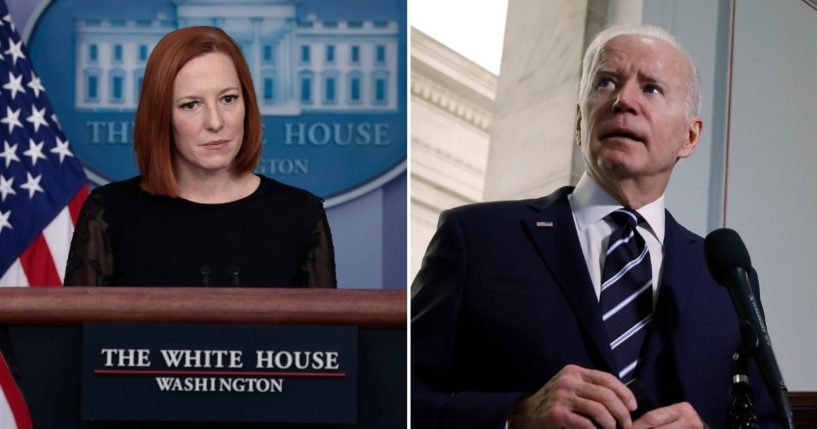 White House press secretary Jen Psaki, left, raised some eyebrows when she neglected to provide key information about an attack on a Jewish synagogue in Colleyville, Texas, other than the fact that President Joe Biden had been briefed on the situation.