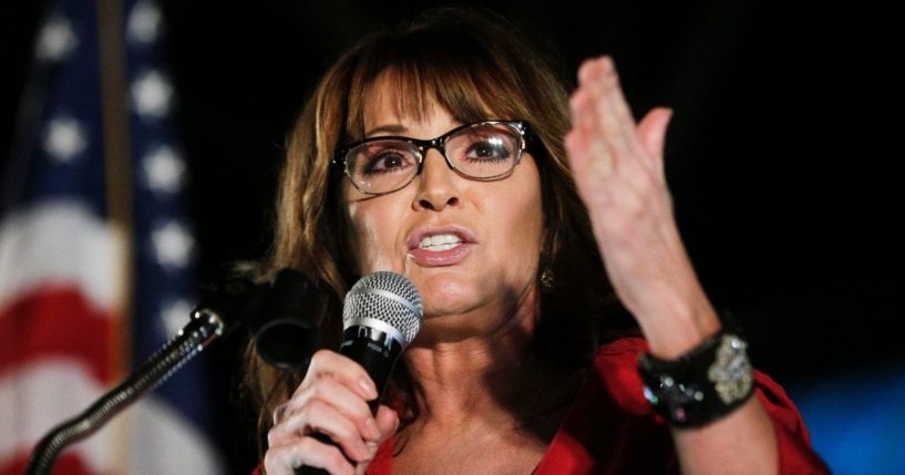 In this Sept. 21, 2017, file photo, former vice presidential candidate Sarah Palin speaks at a rally in Montgomery, Alabama.