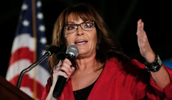 Former GOP vice presidential candidate and Alaska Gov. Sarah Palin speaks at a political rally in Montgomery, Alabama, on Sept. 21, 2017.