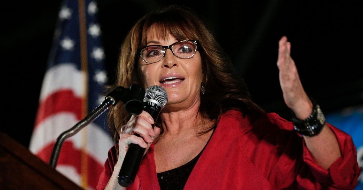 Former GOP vice presidential candidate and Alaska Gov. Sarah Palin speaks at a political rally in Montgomery, Alabama, on Sept. 21, 2017.