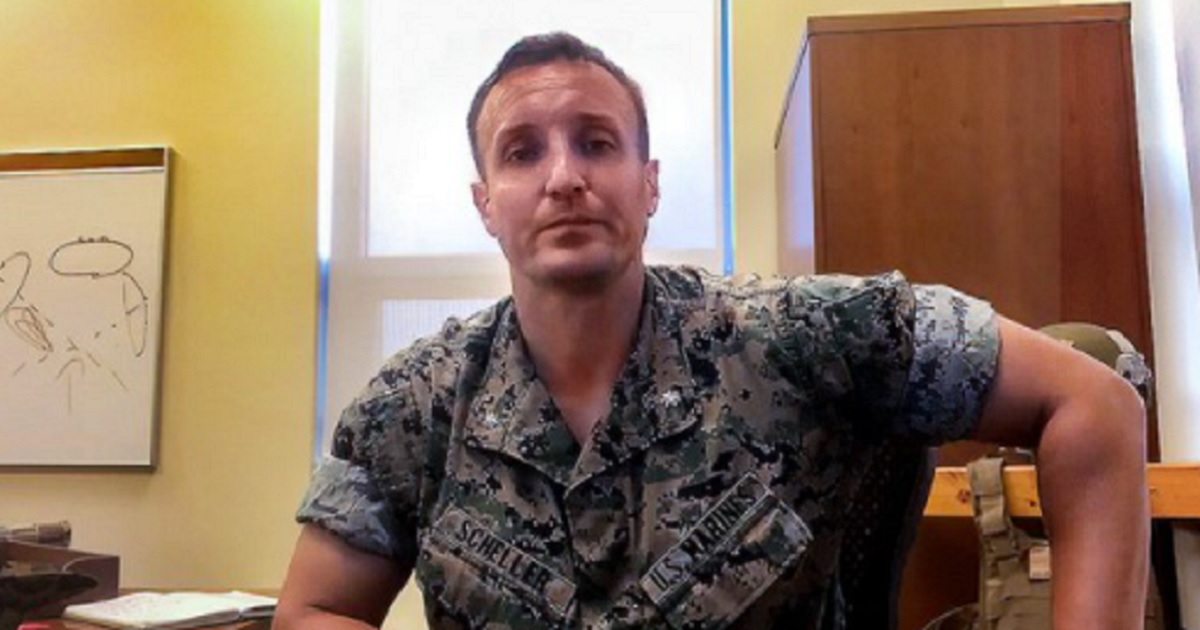 Then-Marine Lt. Stuart Scheller appears in one of the videos he made in August criticizing political and military leaders for the disastrous withdrawal in Afghanistan.