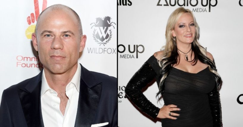Michael Avenatti, left, is seen at Vibrato Jazz Grill on Nov. 4, 2019, in Los Angeles. Stormy Daniels attends a gala on Dec. 8, 2021, in Los Angeles.
