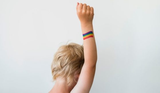 This stock image shows a young boy raising his arm, which has a rainbow flag painted on it. On Jan. 7, a Canadian law banning the so-called "conversion therapy" of LGBT youth went into effect.