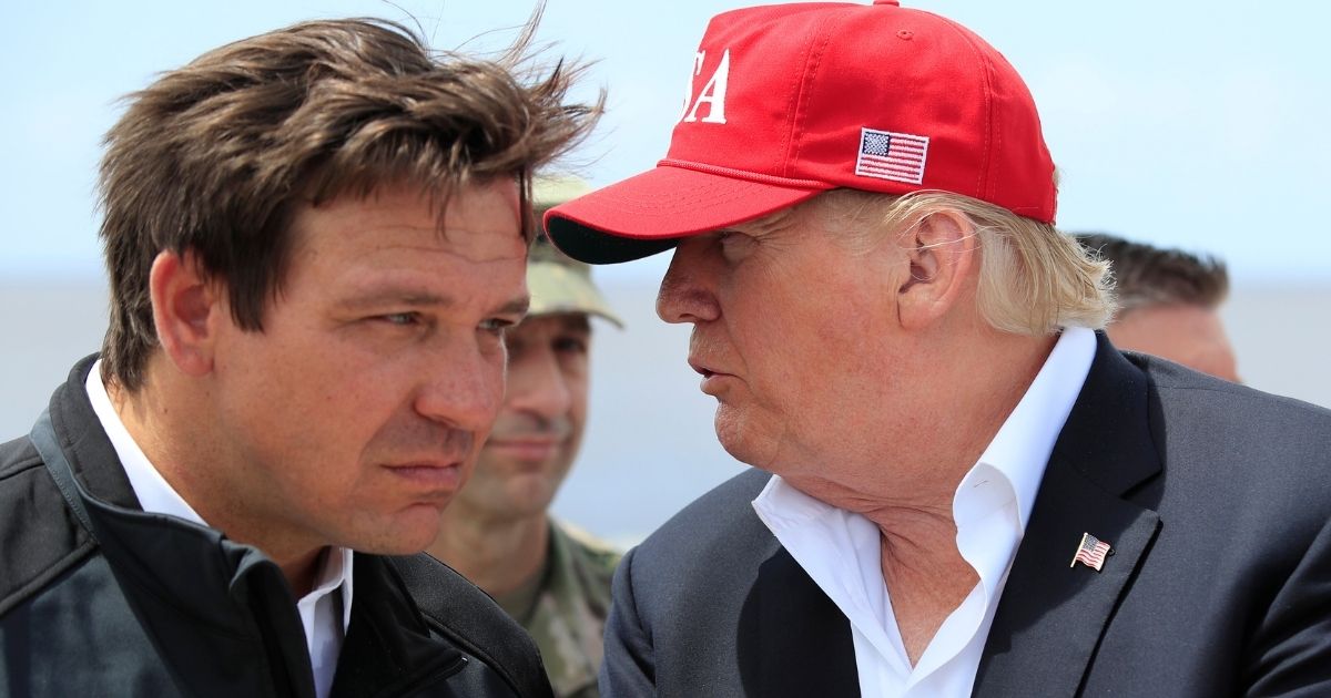 While Florida Gov. Ron DeSantis, left, has been called a rising star in the Republican party, a recent poll shows that former President Donald Trump, right, has the highest chance of winning the party's presidential nomination in the 2024 election.