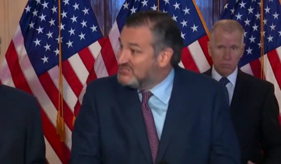 An angry Ted Cruz makes a point about what he called mask 'hypocrisy' by slamming his fists on the podium at a news conference on Jan. 11, 2021.