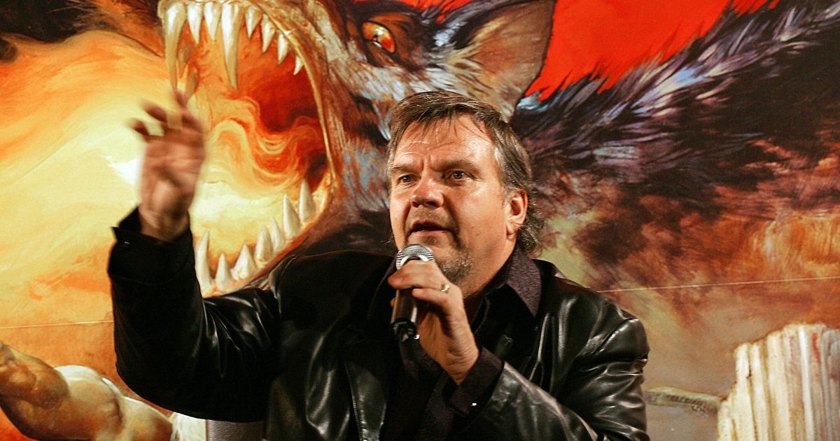 Rock star Meat Loaf gestures as he speaks during a press conference in Hong Kong on Sept. 4, 2006. Meat Loaf, whose real name was Marvin Lee Aday, died Thursday, reportedly of COVID-19.