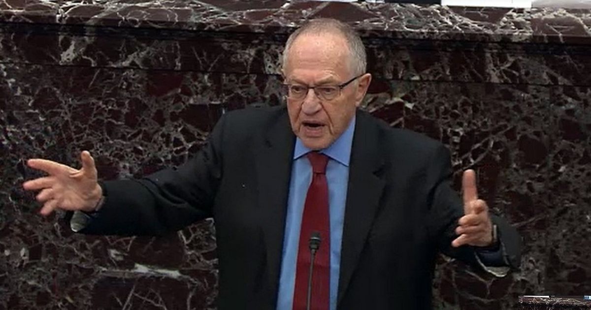 Attorney Alan Dershowitz, pictured in a file photo from January 2020 and his defense of then-President Donald Trump in Trump's first impeachment.