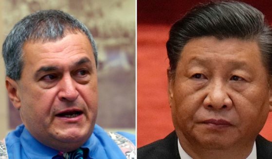 Tony Podesta, left, seen in a file photo from September 2004, has earned $1 million during the past 6 months lobbying the Biden White House on behalf of Huawei, a Chinese company that the US has deemed a national security threat, according to a report by the Washington Examiner. The US Department of Justice believes Huawei is working with the Chinese Communist Party, led by Xi Jinping, right, to gain access to computer hardware and networks around the world.