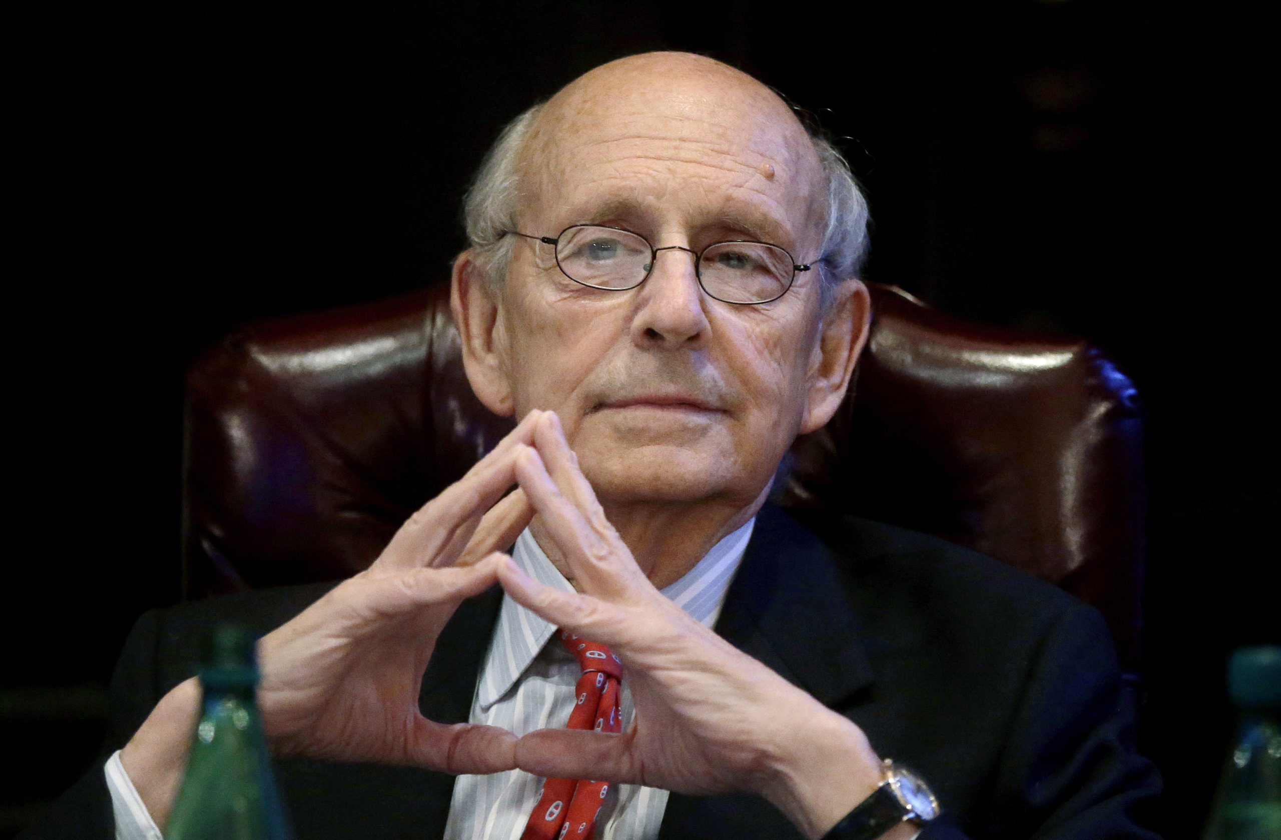 Supreme Court Associate Justice Stephen Breyer listens during a forum at the French Cultural Center in Boston, Massachusetts, on Feb. 13, 2017.