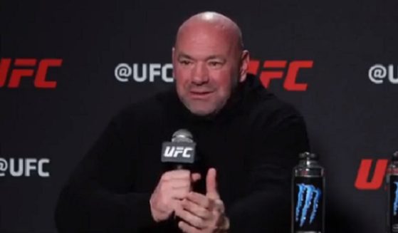 Ultimate Fighting Championship President Dana White addresses a news conference on Saturday.
