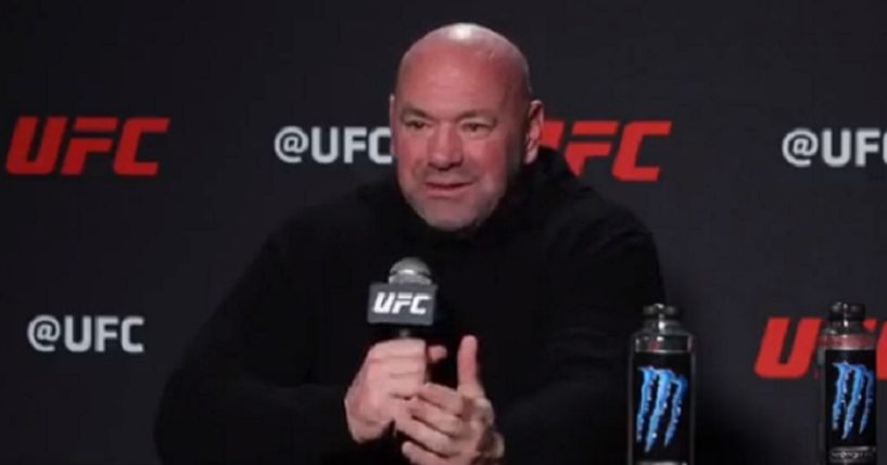 Ultimate Fighting Championship President Dana White addresses a news conference on Saturday.