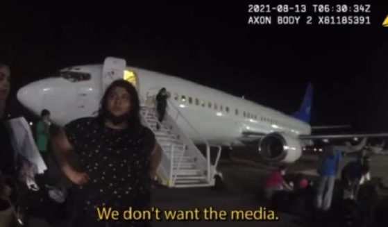 The scene from an airporr in Westchester County, New York, in August where illegal aliens were being delivered by government contractors in the dead of night.
