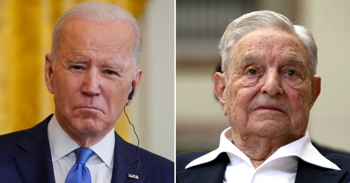 President Joe Biden's, left, administration awarded around $200 million in contracts to a nonprofit funded by George Soros, right.
