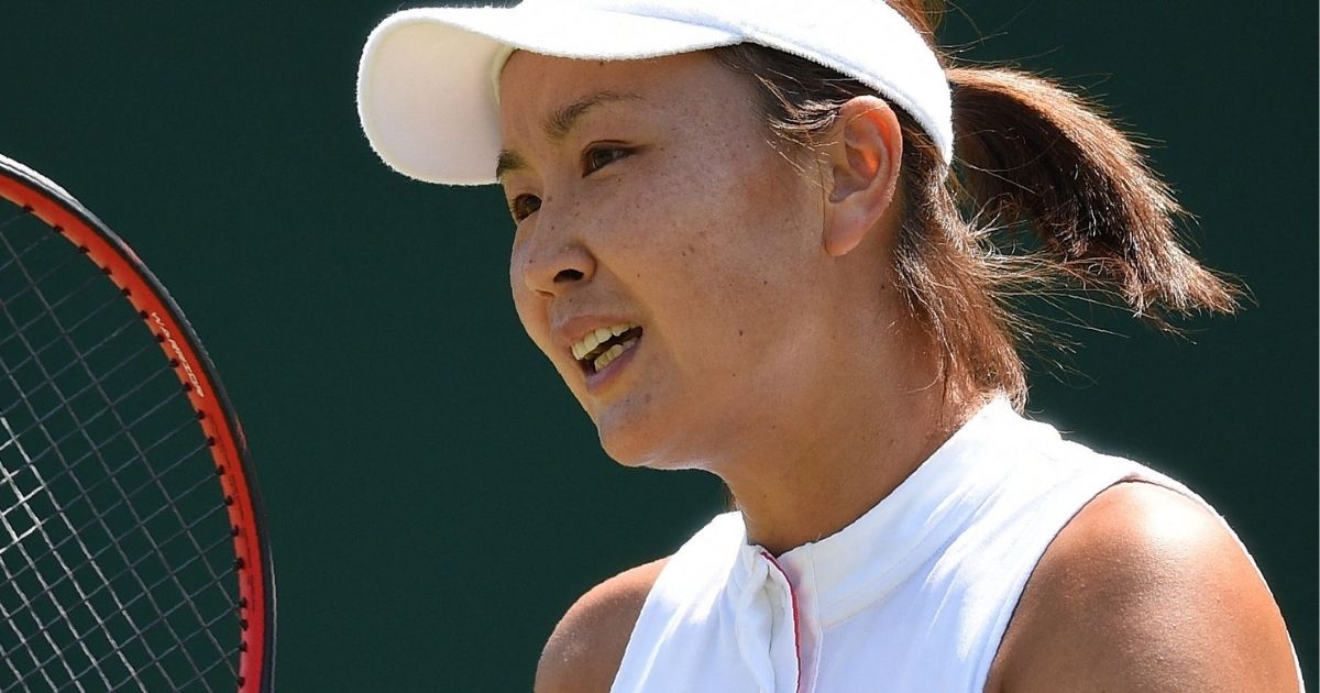 China's Peng Shuai reacts during a match against Australia's Samantha Stosur in the Wimbledon Championships at the All England Lawn Tennis Club in London on July 3, 2018.