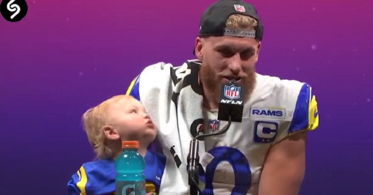 Los Angeles Rams wide receiver Cooper Kupp interviewed after the Super Bowl.
