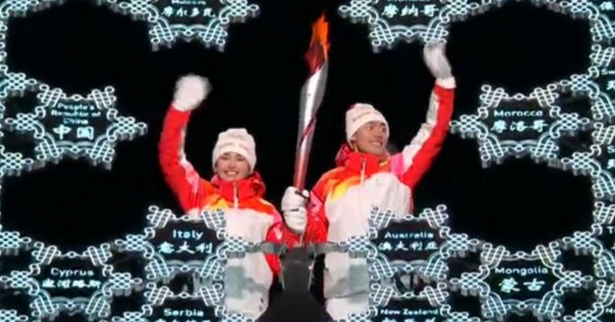 Dinigeer Yilamujiang, left, and Zhao Jiawen, right, were selected by China to carry the Olympic torch and light the cauldron during the 2022 Beijing Winter Olympics opening ceremony.