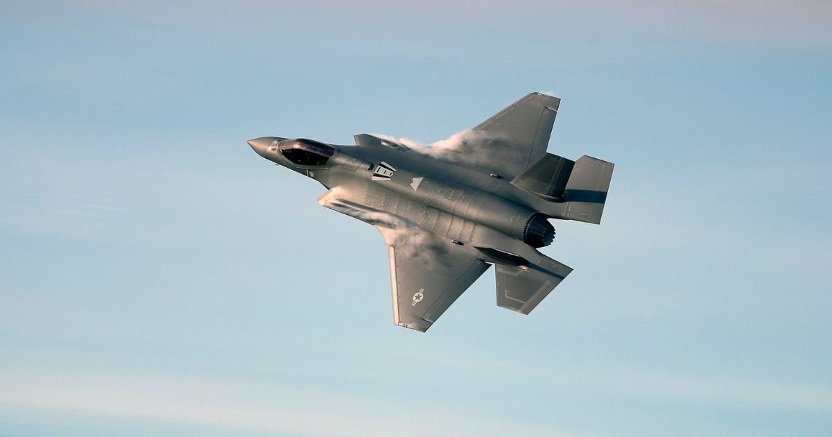 An F-35A Lightning II stealth fighter jet assigned to the 495th Fighter Squadron flies above Royal Air Force Lakenheath in the United Kingdom on Feb. 1.