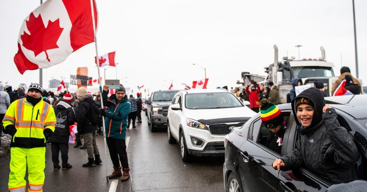 The Freedom Convoy made its way through Vaughan, Canada, on Jan. 27, as thousands made their way to Ottawa to protest vaccine mandates.
