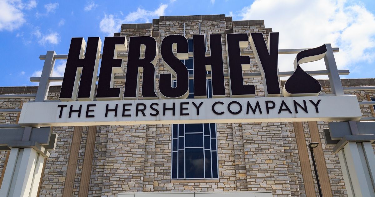 The entrance of the Hershey Co. chocolate factory in downtown Hershey, Pennsylvania, is seen May 21, 2018.
