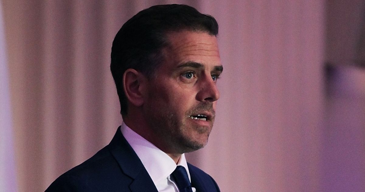 Hunter Biden, the son of then-Vice President Joe Biden, speaks on stage at the World Food Program USA's leadership award ceremony at the Organization of American States in Washington on April 12, 2016.
