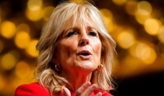 First Lady Jill Biden speaks at the Community College National Legislative Summit Monday in Washington. She told the audience that her pet project - free community college for all - has been removed from President Joe Biden's spending package.