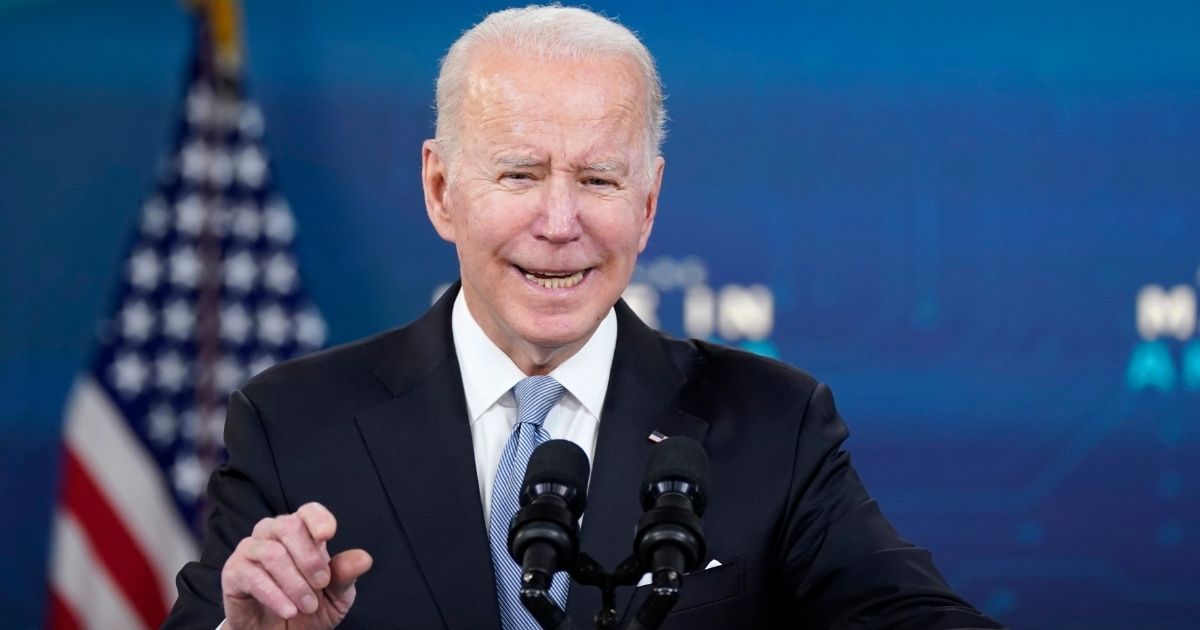 President Joe Biden gives a speech about domestic manufacturing and electric vehicle chargers from the White House complex on Tuesday.